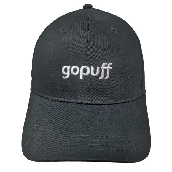 GoPuff Men's Slideback Hat Black Embroidered Spell Out Logo Adjustable - Picture 1 of 10